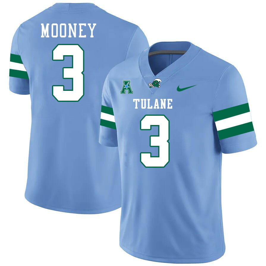 #3 Darnell Mooney Tulane Green Wave Jersey College Football Uniforms,Apparels Stitched-Blue